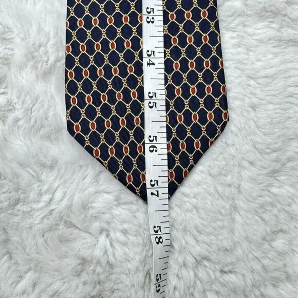 Brooks‎ Brothers Makers Mens Necktie Tie Blue Red Gold Chain Links Print silk